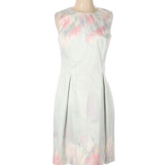 ELIE TAHARI SKY BLUE WATERCOLOR PASTEL GARDEN HOLLY SHEATH DRESS 👗 - Picture 5 of 6